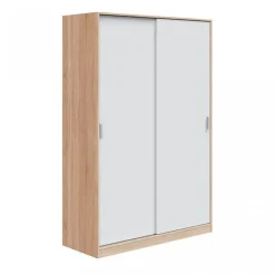 Armario Luca 2 puertas correderas blanco/natural 200x120x50 cm