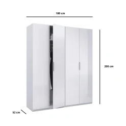 Armario Max 4 puertas abatibles blanco brillo 200x180x52 cm