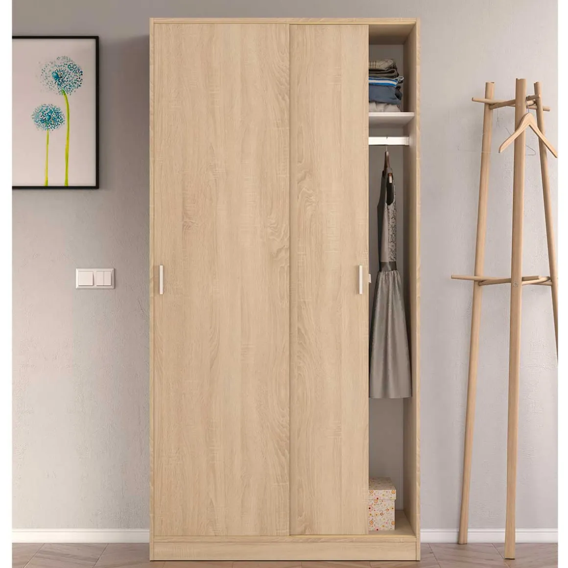 Armario Max 2 puertas correderas roble 200x100x50 cm