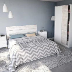 Armario Max 2 puertas correderas + 4 estantes + barra para colgar blanco/gris 200x120x50 cm