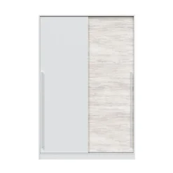 Armario Max 2 puertas correderas + 4 estantes + barra para colgar blanco/gris 200x120x50 cm