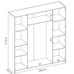 Armario Maxi 4 puertas abatibles 215x200,8x52 cm