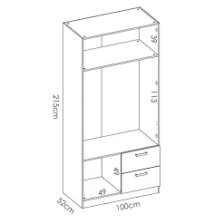 Armario Maxi 2 puertas abatibles con 2 cajones 215x100x52 cm