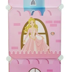 Armario multiusos Bayi 3 compartimentos rosa 110x37x37 cm
