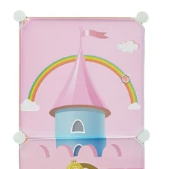 Armario multiusos Bayi 3 compartimentos rosa 110x37x37 cm