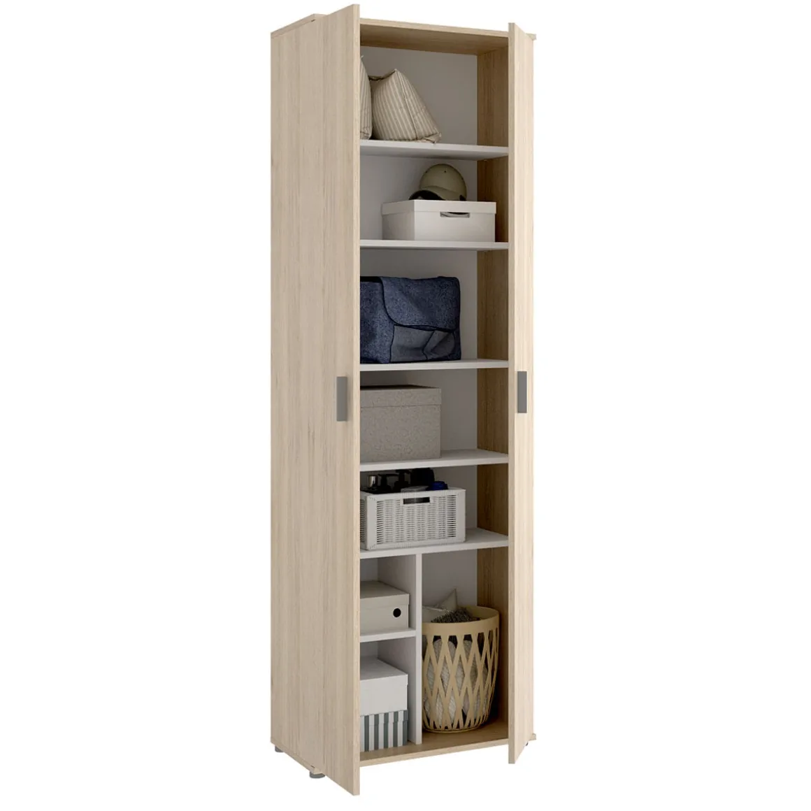 Armario multiusos Fit 2 puertas 6 estantes natural 190,2x60,9x35,3 cm