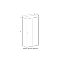 Armario New Aura 2 puertas correderas 200x100x49,8 cm