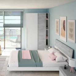Armario Noon Plus 2 puertas correderas blanco/cemento 200x120x50 cm