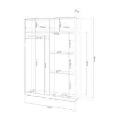 Armario Noon Plus 2 puertas correderas blanco/cemento 200x120x50 cm
