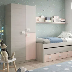 Armario Nube 3 puertas abatibles blanco/rosa/gris 200x90x52 cm