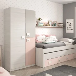 Armario Nube 3 puertas abatibles blanco/rosa/gris 200x90x52 cm