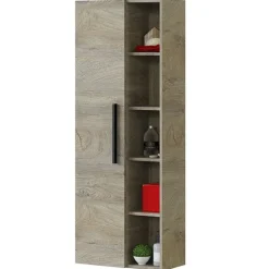 Armario para baño Athena 1 puerta+estantes roble Alaska 135x51x25 cm