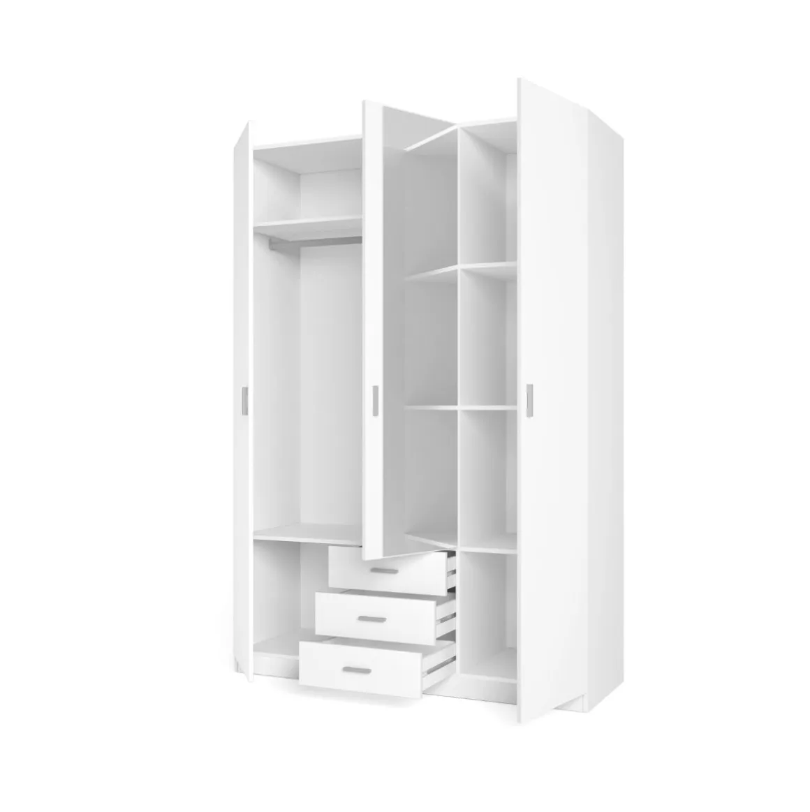 Armario Roma 3 puertas + 3 cajones con espejo 215x148,9x51 cm