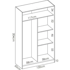 Armario Slide 2 puertas correderas natural 204x120x50 cm