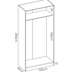 Armario Slide Plus 2 puertas correderas 204x100x50 cm