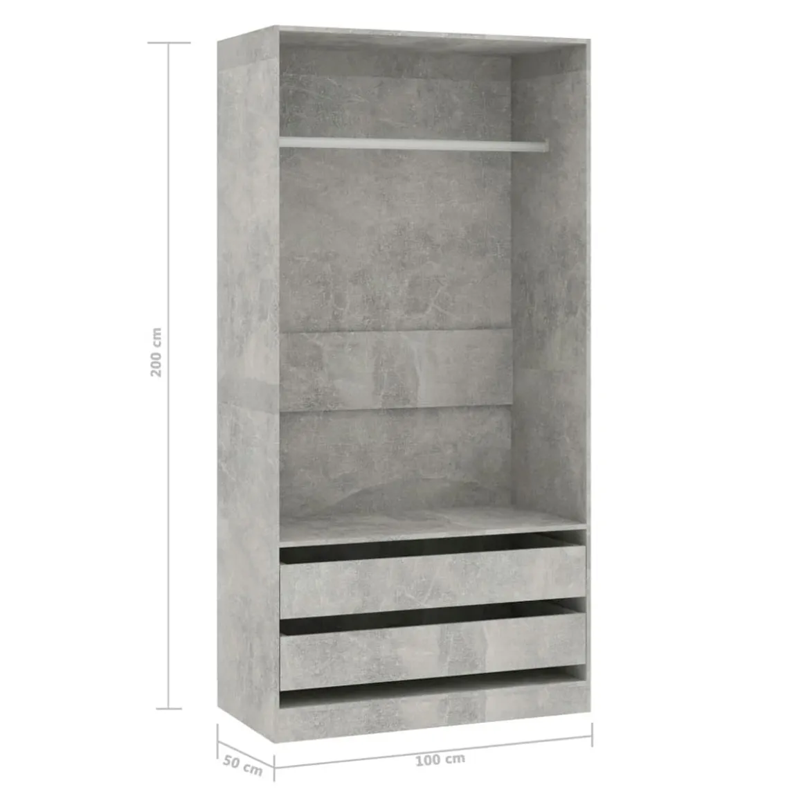 Armario Tsubaki 2 cajones diseño sin puertas 200x100x50 cm