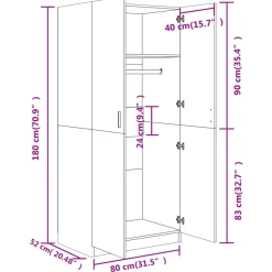Armario Uma 2 puertas batientes 180x80x52 cm