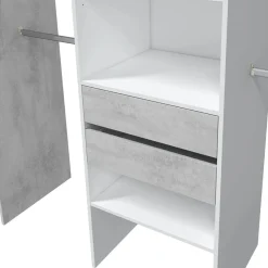 Armario vestidor Drest 4 barras para colgar + 4 estantes + 2 cajones blanco 202x179x50 cm