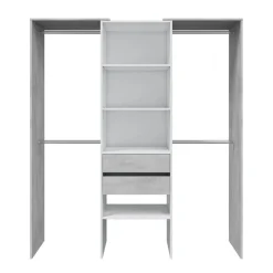 Armario vestidor Drest 4 barras para colgar + 4 estantes + 2 cajones blanco 202x179x50 cm