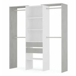 Armario vestidor Drest 4 barras para colgar + 4 estantes + 2 cajones blanco 202x179x50 cm