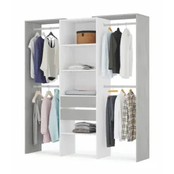Armario vestidor Drest 4 barras para colgar + 4 estantes + 2 cajones blanco 202x179x50 cm