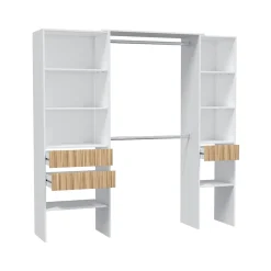 Armario vestidor Ethna 2 estanterías 3 cajones blanco/natural 187x190x40 cm