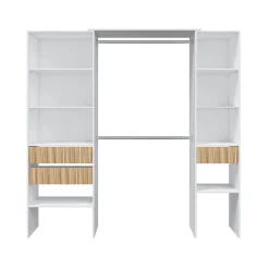 Armario vestidor Ethna 2 estanterías 3 cajones blanco/natural 187x190x40 cm