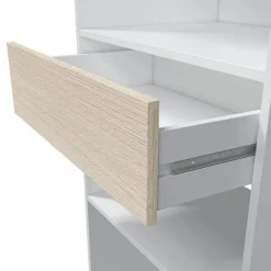 Armario vestidor Hera 2 barras con cajón y estantes blanco/natural 187x158x40 cm