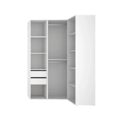 Armario vestidor Suit 2 barras con 2 cajones y 9 compartimentos blanco/natural 205x124x84,5 cm