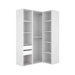 Armario vestidor Suit 2 barras con 2 cajones y 9 compartimentos blanco/natural 205x124x84,5 cm