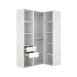 Armario vestidor Suit 2 barras con 2 cajones y 9 compartimentos blanco/natural 205x124x84,5 cm