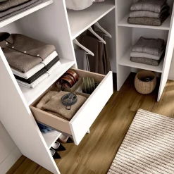 Armario vestidor Suit 2 barras con cajón y compartimentos blanco 185x126,3x79,5 cm
