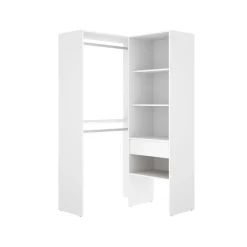 Armario vestidor Suit 2 barras con cajones y compartimentos blanco 185x100x88,5 cm