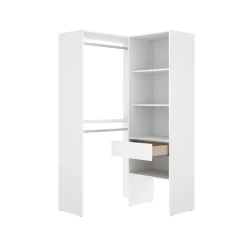 Armario vestidor Suit 2 barras con cajones y compartimentos blanco 185x100x88,5 cm