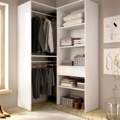 Armario vestidor Suit 2 barras con cajones y compartimentos blanco 185x100x88,5 cm