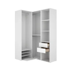 Armario vestidor Suit 3 barras con zapatero blanco/natural 205x124x105 cm