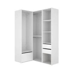 Armario vestidor Suit 3 barras con zapatero blanco/natural 205x124x105 cm