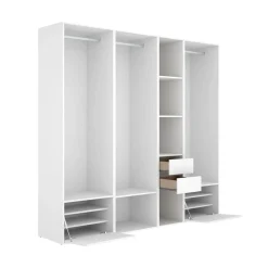 Armario vestidor Suit 3 barras con 2 cajones y 2 zapateros blanco/natural 205x218x45 cm
