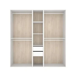 Armario vestidor Suit 2 cajones con 4 barras blanco/natural 205x199,5x45 cm