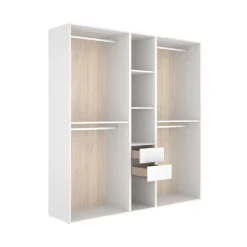 Armario vestidor Suit 2 cajones con 4 barras blanco/natural 205x199,5x45 cm