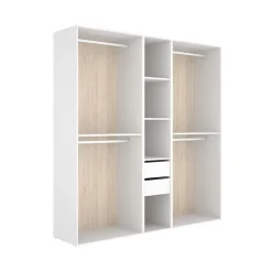 Armario vestidor Suit 2 cajones con 4 barras blanco/natural 205x199,5x45 cm