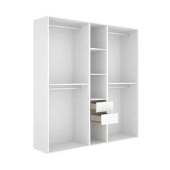 Armario vestidor Suit 2 cajones con 4 barras blanco/natural 205x199,5x45 cm