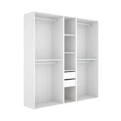 Armario vestidor Suit 2 cajones con 4 barras blanco/natural 205x199,5x45 cm