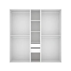 Armario vestidor Suit 2 cajones con 4 barras blanco/natural 205x199,5x45 cm