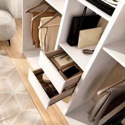 Armario vestidor Suit 2 cajones con 4 barras blanco/natural 205x199,5x45 cm