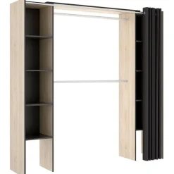 Armario vestidor Suit 8 estantes con 2 barras y cortina 205x110-180x50 cm