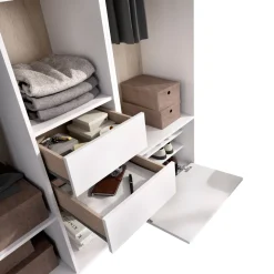 Armario vestidor Suit 2 módulos + 2 barras + zapatero blanco/natural 205x158x45 cm