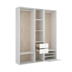 Armario vestidor Suit 2 módulos + 2 barras + zapatero blanco/natural 205x158x45 cm
