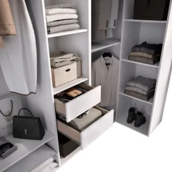 Armario vestidor Suit 2 módulos + 3 barras + 2 cajones blanco/natural 205x182,5x79,5 cm