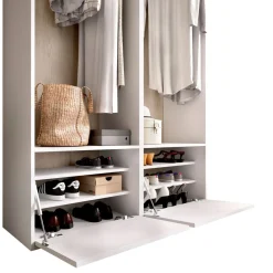 Armario vestidor Suit 2 módulos + 2 barras + zapatero blanco/natural 205x120x45 cm
